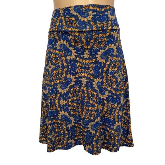 LULAROE Simply Comfortable Pull-on A-Line Skirt Large Bold Blue Pattern Stretch - Picture 11 of 12